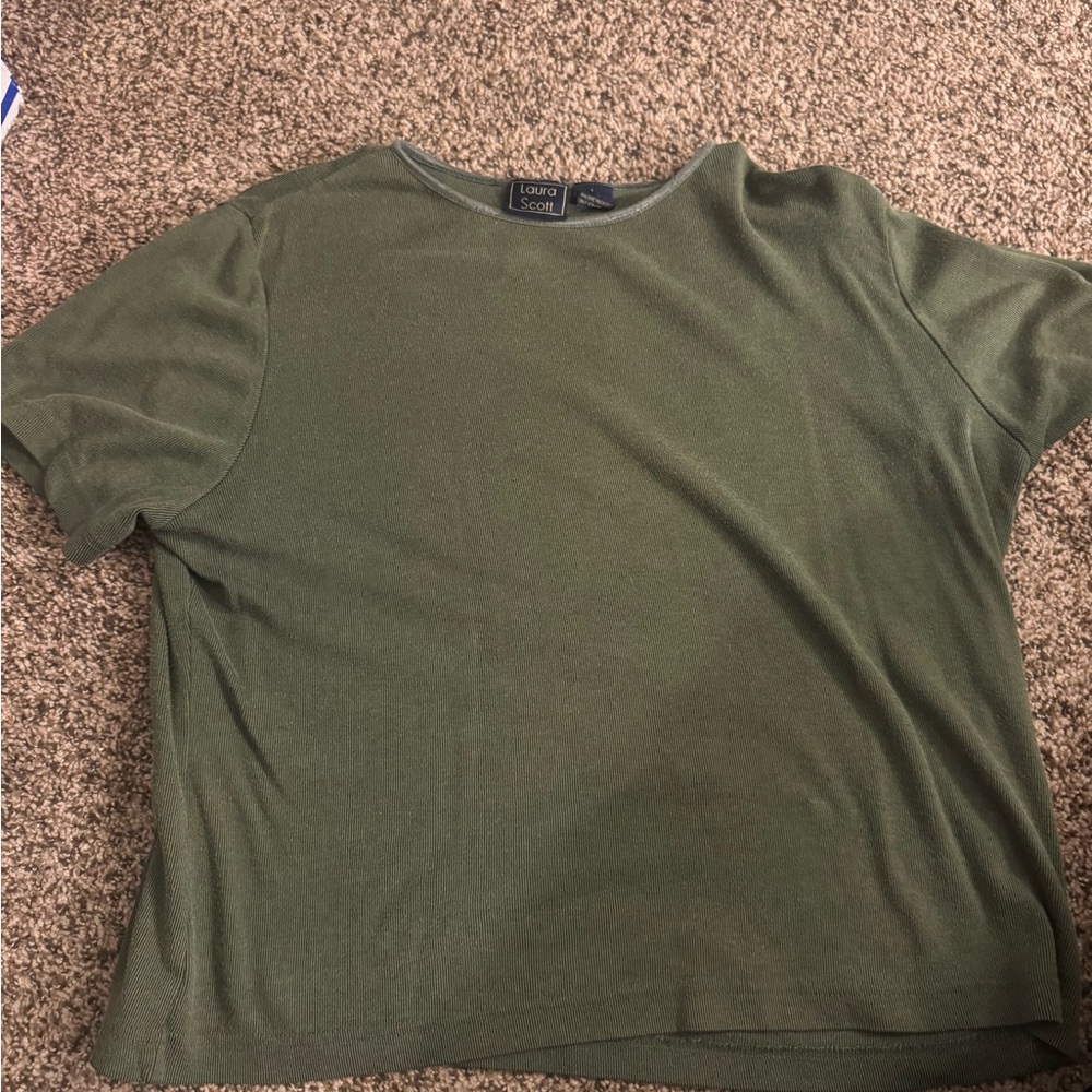Laura Scott Forest Green Short Sleeve Top